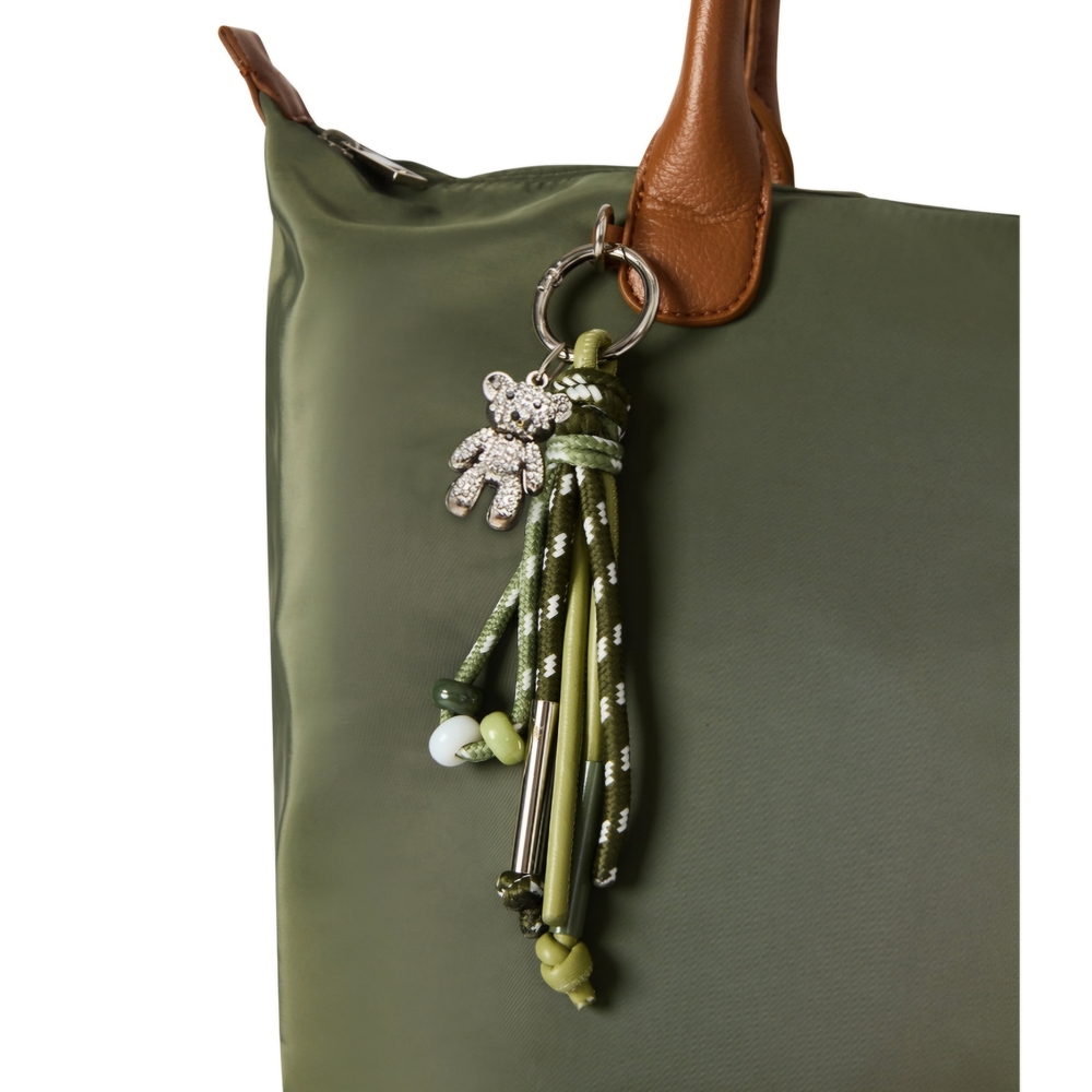 NWT No Boundaries Olive Green Tote Bag | Large Nylon Shoulder Bag Zip Closure - Picture 6 of 9